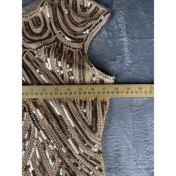 Women’s Dress L Gold‎ Beaded Flapper Fringe 20s Inspired Artsy Boho Gatsby Party - Picture 10 of 11
